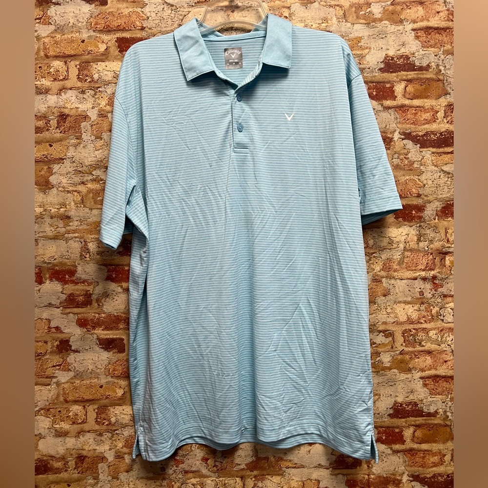 Men’s XL Callaway Light blue and white stripe Polo